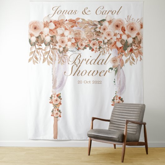 Elegante beige Rose Brautparty Blumenbraut Wandteppich (Beispiel)