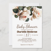 Elegante Beige Rose Girl Babydusche Einladung (Vorderseite)