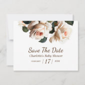 Elegante Beige Rose Girl Babydusche Save The Date (Vorderseite)