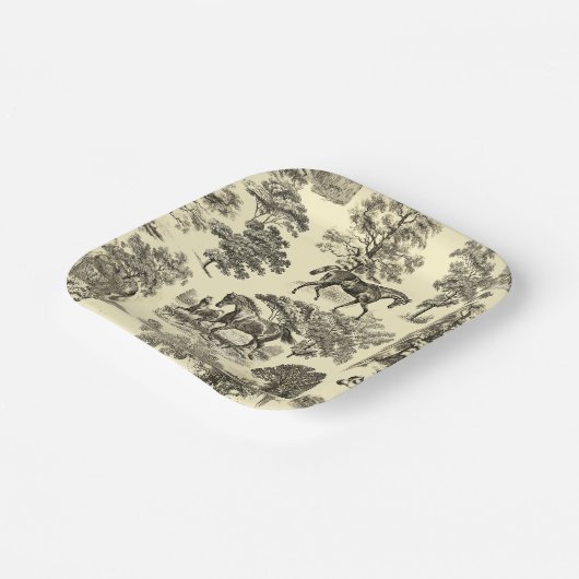 Elegante Beige Rustikale Pferde Pappteller (Gewinkelt)