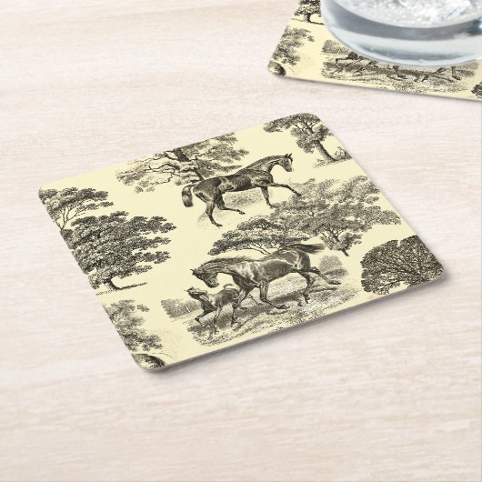 Elegante Beige Rustikale Pferde Rechteckiger Pappuntersetzer (angewinkelt)