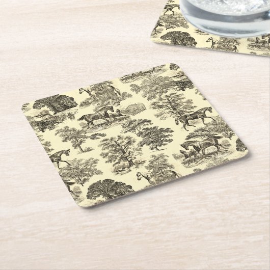 Elegante Beige Rustikale Pferde Rechteckiger Pappuntersetzer (angewinkelt)