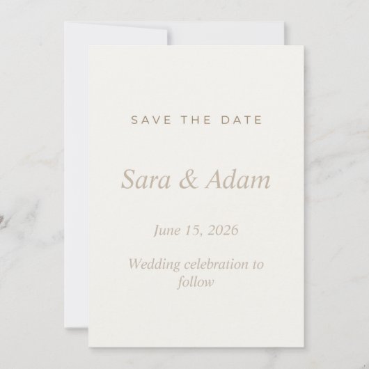 Elegante beige Save-the-Date-Hochzeit Save The Date (Vorderseite)
