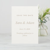 Elegante beige Save-the-Date-Hochzeit Save The Date (Stehend Vorderseite)