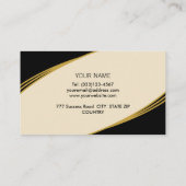 Elegante Beige, Schwarz & Golden Visitenkarte (Rückseite)