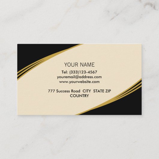 Elegante Beige, Schwarz & Golden Visitenkarte (Rückseite)