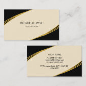 Elegante Beige, Schwarz & Golden Visitenkarte (Vorne/Hinten)