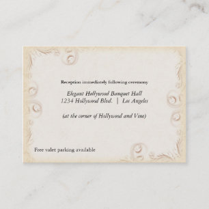 Elegante Beige Scrollwork Wedding Reception Card Begleitkarte