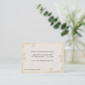 Elegante Beige Scrollwork Wedding Reception Card Begleitkarte (Stehend Vorderseite)