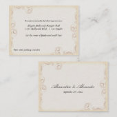 Elegante Beige Scrollwork Wedding Reception Card Begleitkarte (Vorne/Hinten)