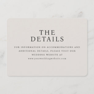 Elegante Beige-Serifen-Hochzeitsinformationskarte Begleitkarte