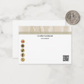 Elegante Beige Silk, Social Media & QR Code Mitteilungskarte (Vorderseite/Rückseite Beispiel)