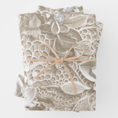 Elegante beige Spitze mit Diamant Geschenkpapier Set (Beispiel)