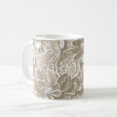 Elegante beige Spitze mit Diamant Kaffeetasse (Vorderseite Links)