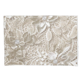 Elegante beige Spitze mit Diamant Kissenbezug
