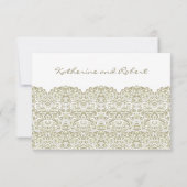 Elegante beige Spitze RSVP-Karte (Rückseite)