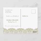 Elegante Beige Spitze Save the Date Postkarte (Rückseite)