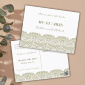 Elegante Beige Spitze Save the Date Postkarte