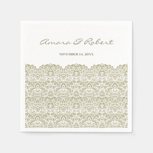 Elegante Beige Spitze Serviette (Vorderseite)