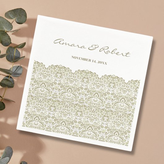 Elegante Beige Spitze Serviette