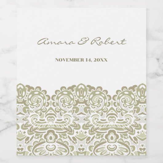 Elegante Beige Spitze Weinetikett (Einzelnes Label)