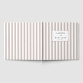 Elegante Beige Streifen mit goldenem Konfetti Gästebuch (Voll)