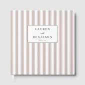 Elegante Beige Streifen mit goldenem Konfetti Gästebuch (Vorderseite)