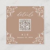 Elegante Beige Taupe QR Code Hochzeitsdetails Begleitkarte (Vorderseite)
