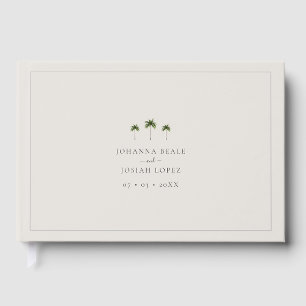 Elegante Beige Tropical Palm Tree Wedding Gästebuch