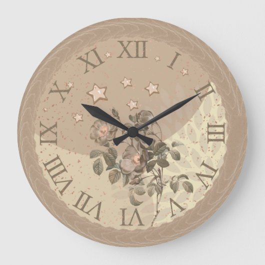 Elegante beige Uhr Uhr mit blumengeschmückter Touc (Vorderseite)