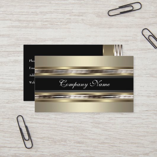Elegante Beige und Black Business Card Visitenkarte (Vorderseite/Rückseite Beispiel)