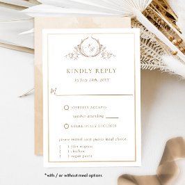 Elegante Beige und Creme Monogram und Aquarellfarb RSVP Karte