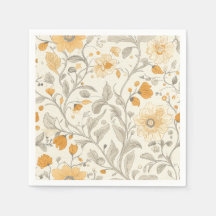 Elegante Beige und Gelbe botanische Illustration