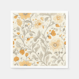 Elegante Beige und Gelbe botanische Illustration Serviette