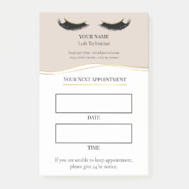 Elegante beige und gold Lash Termin Post-it Klebezettel
