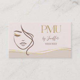 Elegante Beige- und Gold-PMU-Geschäftskarte Visitenkarte