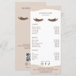 Elegante Beige- und Gold-Salon-Preisliste Menükarte