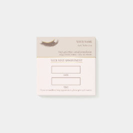 Elegante beige und goldene Wimpernbehandlung Post-it Klebezettel