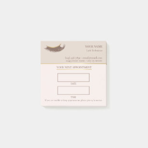 Elegante beige und goldene Wimpernbehandlung Post-it Klebezettel