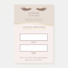 Elegante beige und goldene Wimpernbehandlung Post-it Klebezettel