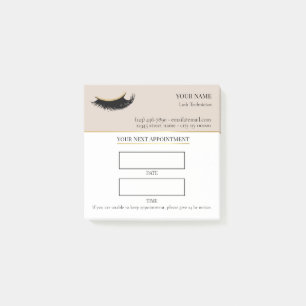 Elegante beige und goldene Wimpernbehandlung Post-it Klebezettel
