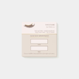 Elegante beige und goldene Wimpernbehandlung Post-it Klebezettel