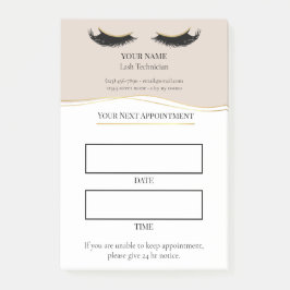 Elegante beige und goldene Wimpernbehandlung Post-it Klebezettel