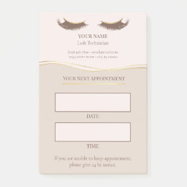 Elegante beige und goldene Wimpernbehandlung Post-it Klebezettel