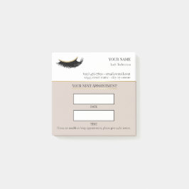 Elegante beige und goldene Wimpernbehandlung Post-it Klebezettel