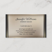 Elegante Beige und Schwarz Visitenkarte (Rückseite)