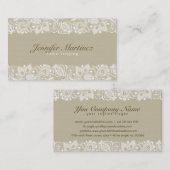 Elegante Beige und Vintage Blumenspitze Visitenkarte (Vorne/Hinten)