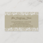 Elegante Beige und Vintage Blumenspitze Visitenkarte (Rückseite)