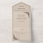 Elegante Beige Verziert in einer Hochzeitseinladun All In One Einladung (Innen Boden)