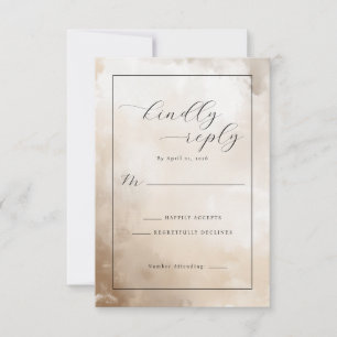 Elegante beige Wasserfarben-Kalligrafie RSVP Karte